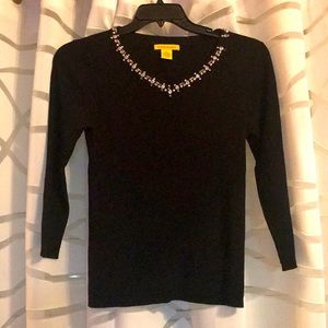 Sweater with jeweled neckline size M